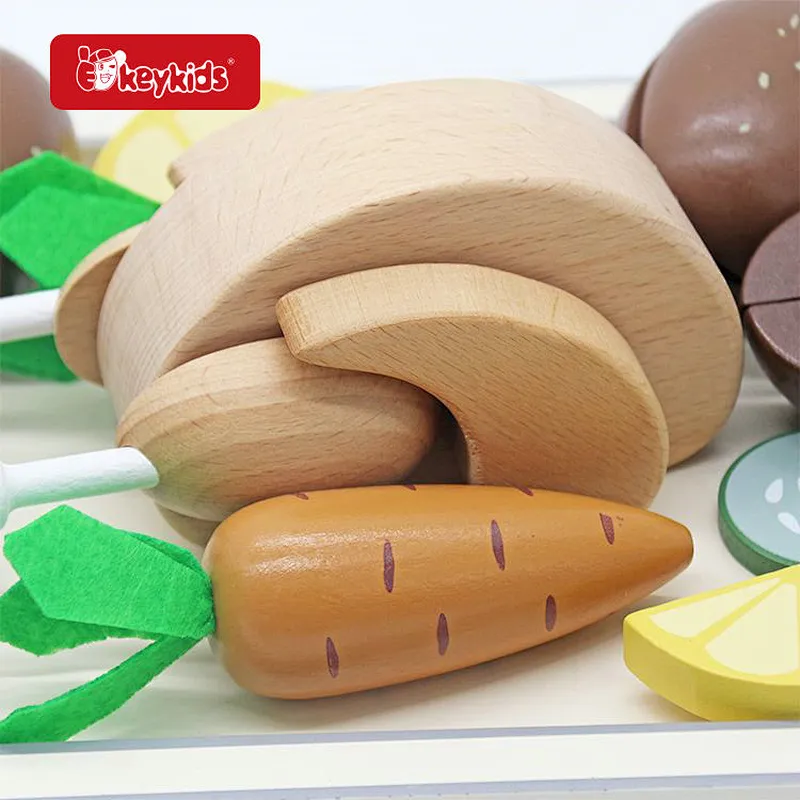 Pretend play kitchen food wooden grilled chicken toy set for children W10D633